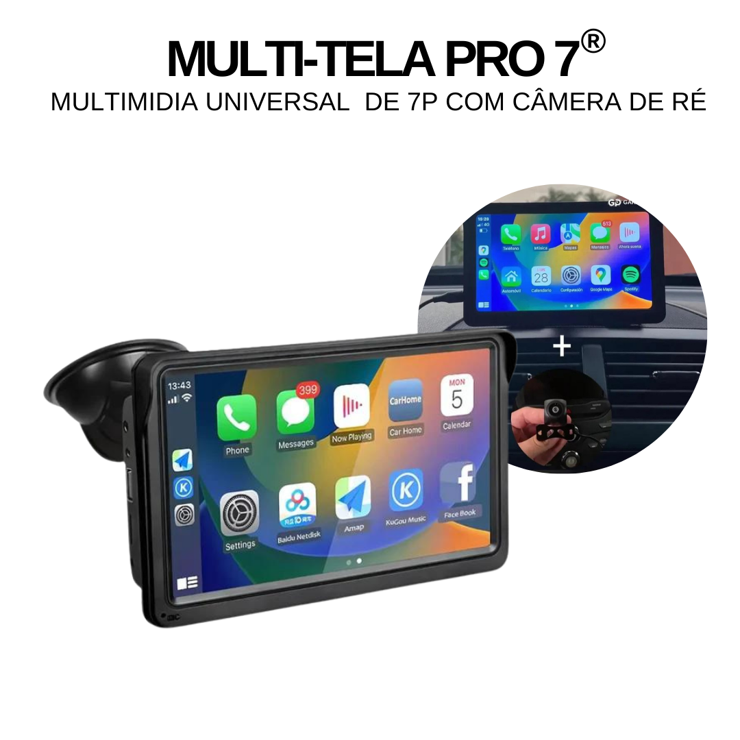 Multi-Tela Pro 7 - BRINDE Câmera de ré - Owenshop