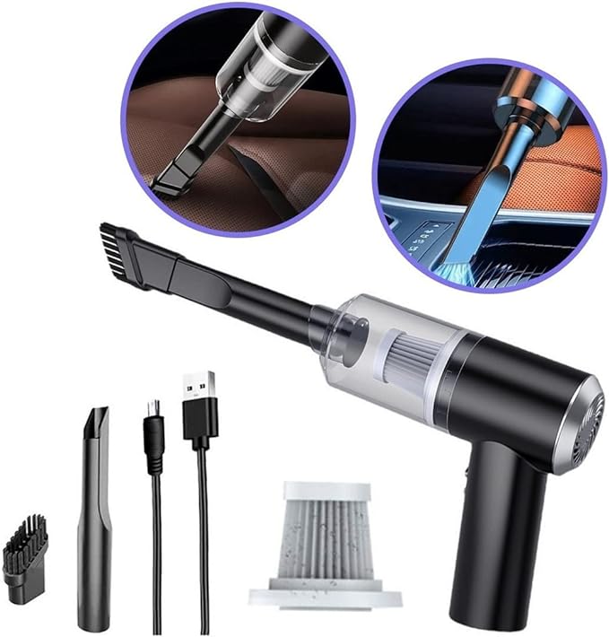 Aspirador de Pó Portátil Recarregável Automotivo - Sucção Poderosa e Compacto