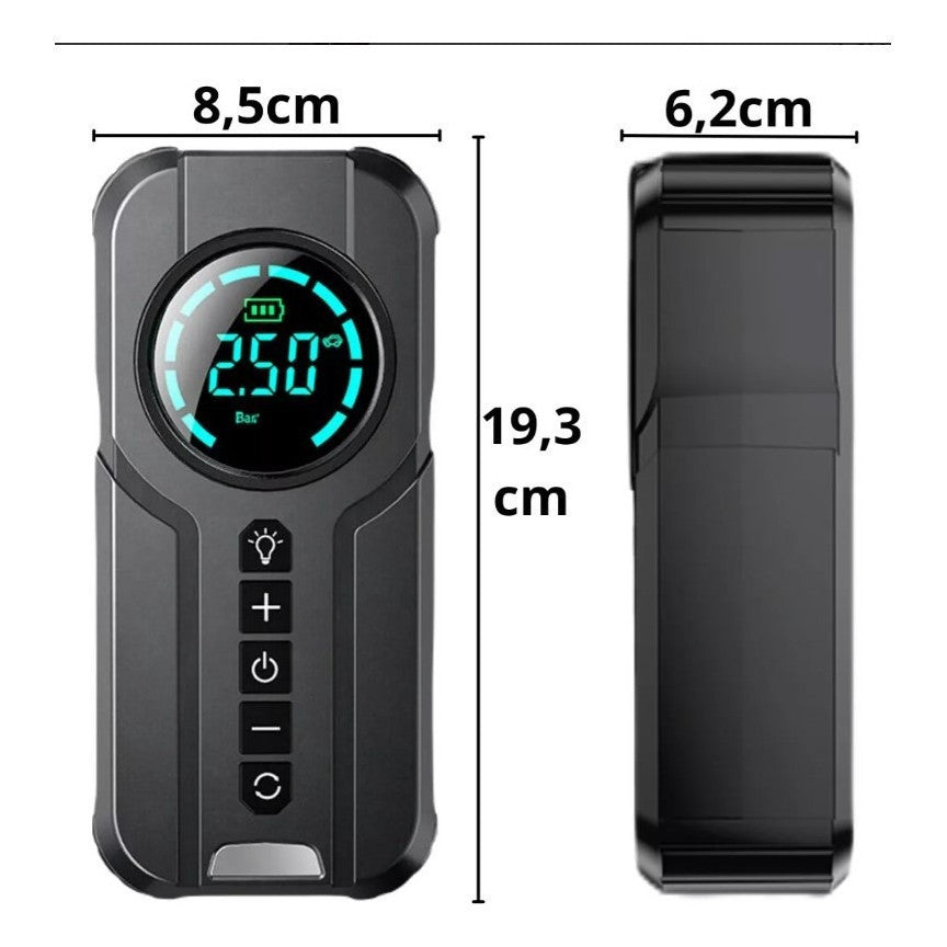 Calibrador Compressor Pneu Bomba De Ar Inteligente + Auxiliar De Partida