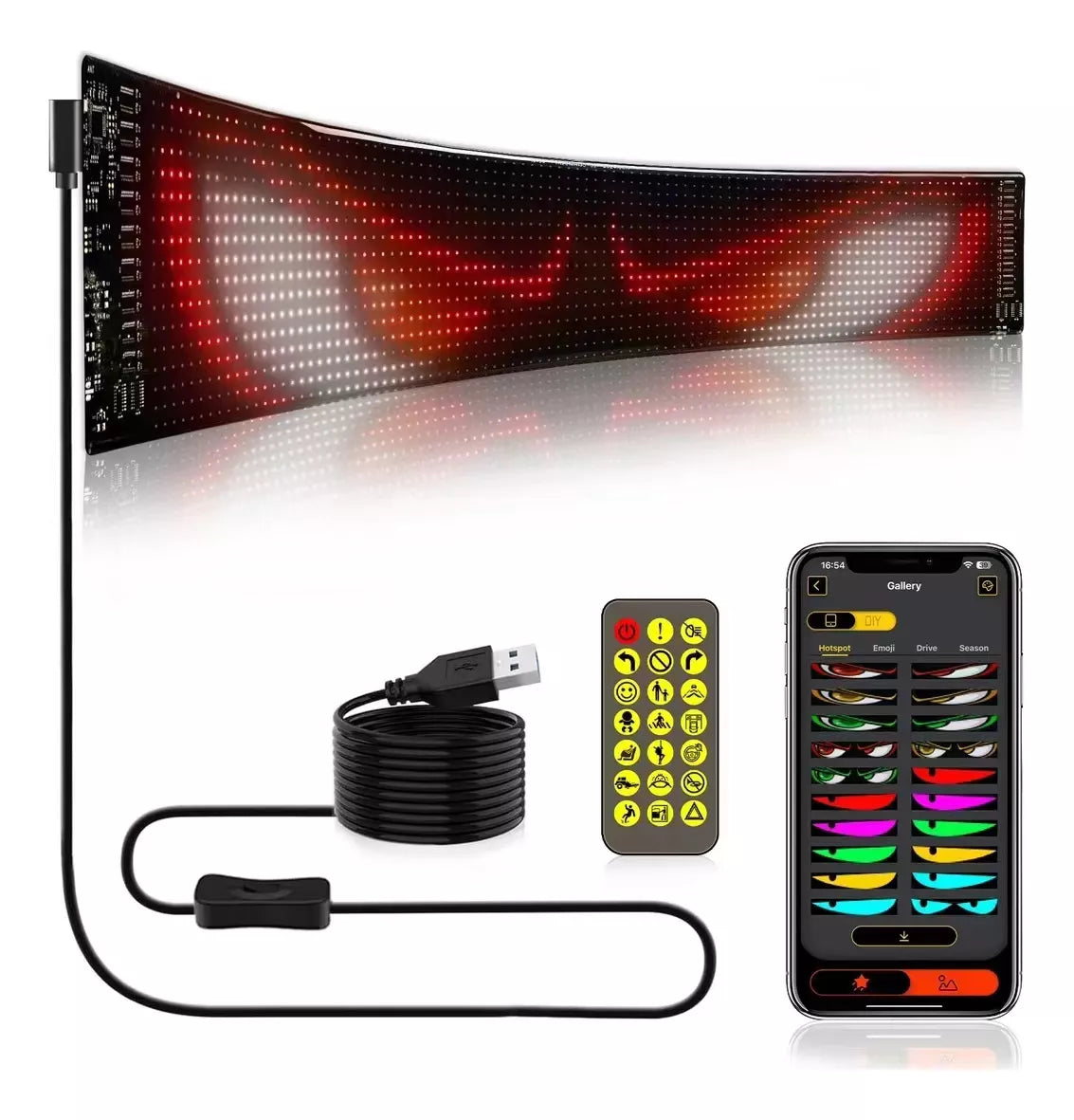 Tela de LED para Carros e Caminhões - Display Digital com Controle via App Light One