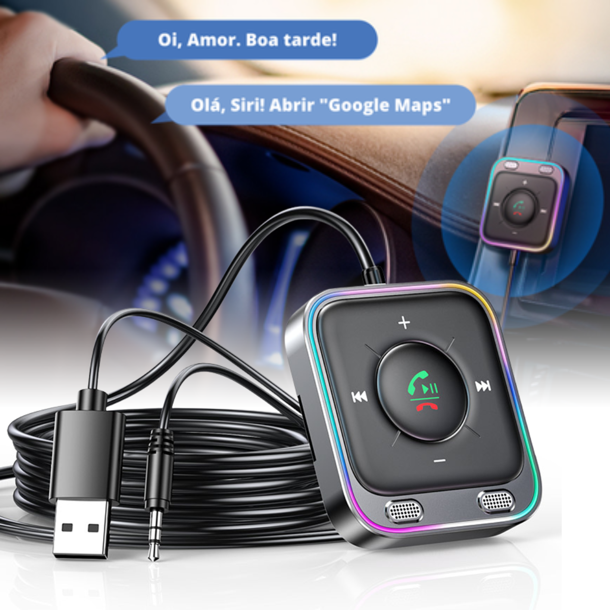 Adaptador Bluetooth 5.3 AUX para Carros - Owenshop