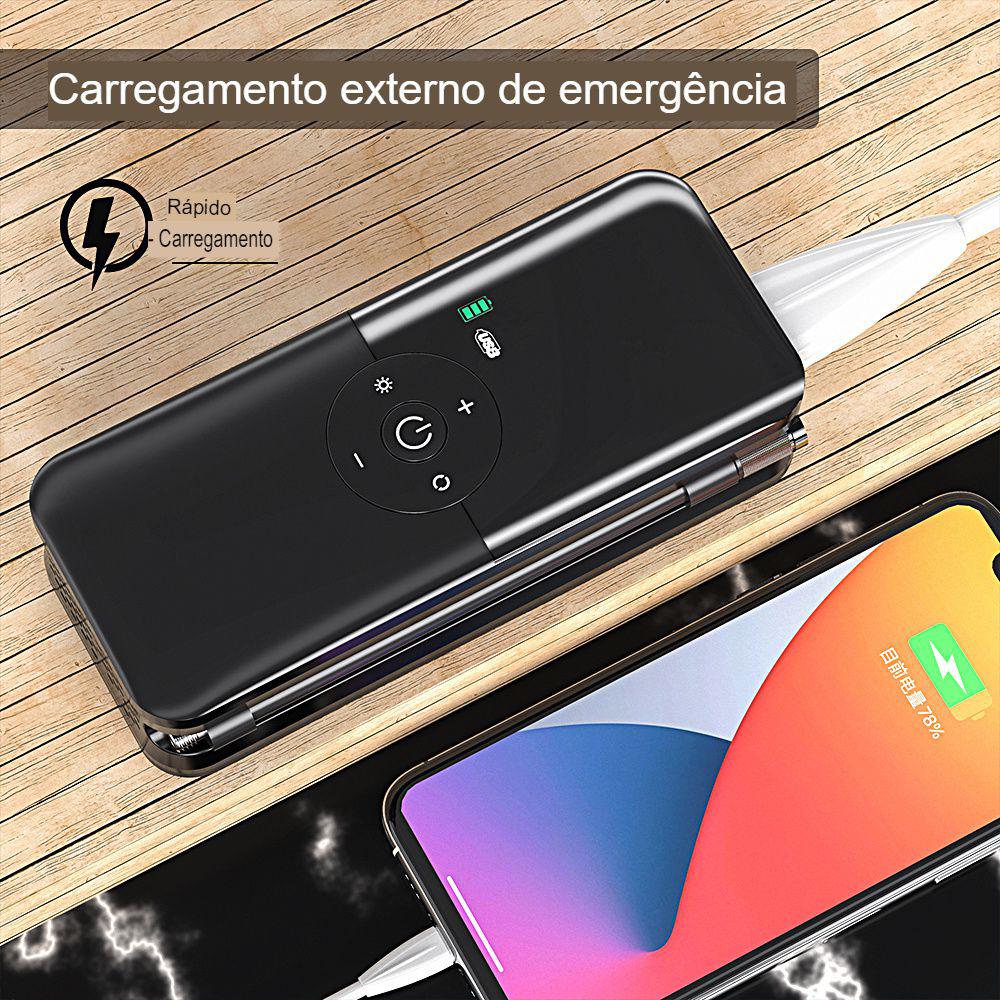 Compressor de Ar Portátil 12V Sem Fio com Iluminação LED e Inflação Rápida