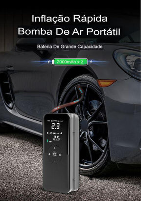 Compressor de Ar Portátil 12V Sem Fio com Iluminação LED e Inflação Rápida