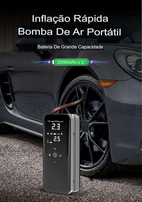 Compressor de Ar Portátil 12V Sem Fio com Iluminação LED e Inflação Rápida