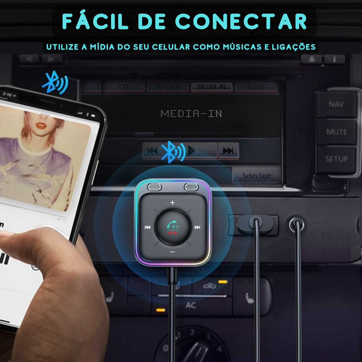 Adaptador Bluetooth 5.3 AUX para Carros - Owenshop