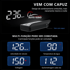 Auto Speed - Velocímetro Digital Heads Up Display com projetor