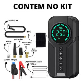 Calibrador Compressor Pneu Bomba De Ar Inteligente + Auxiliar De Partida